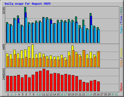 Daily usage for August 2025