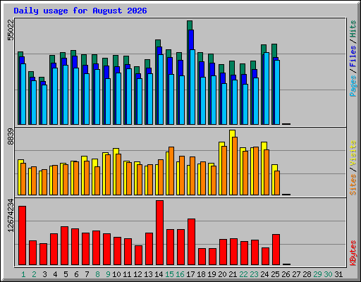 Daily usage for August 2026